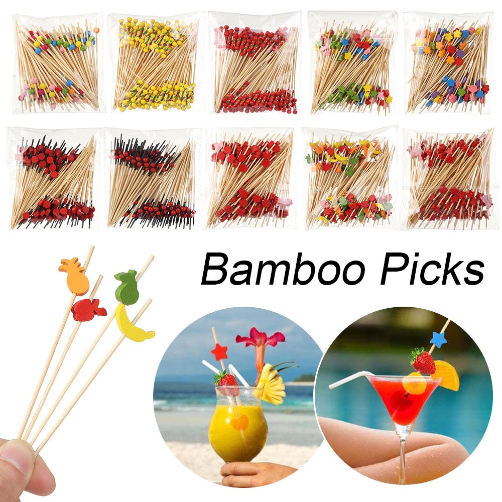Bamboo Cutlery Set - Picaretas descartáveis de frutas de bambu