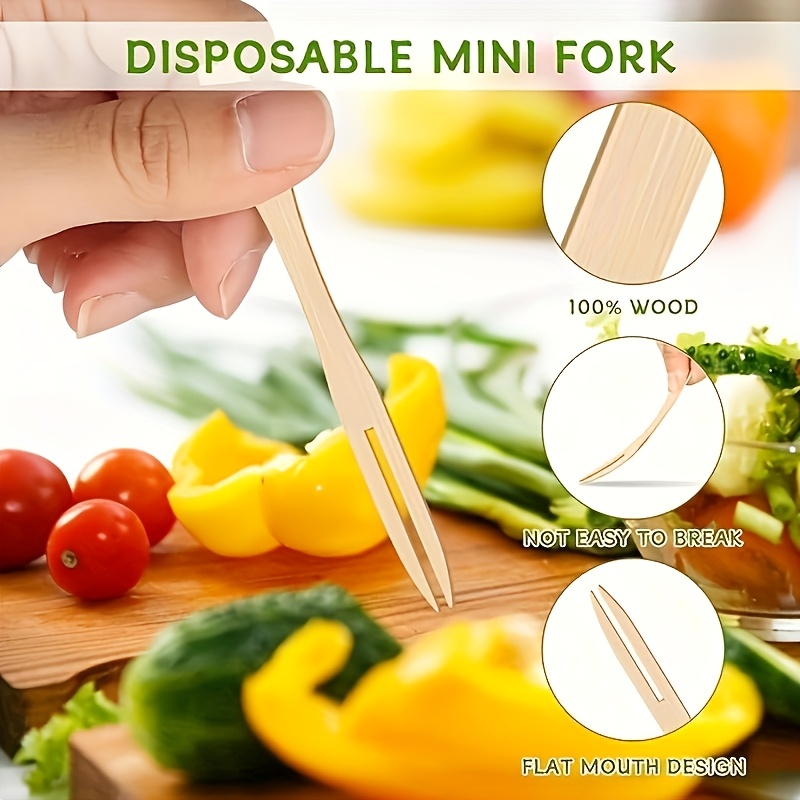 Bamboo Cutlery Set - Garfos de frutas de bambu de