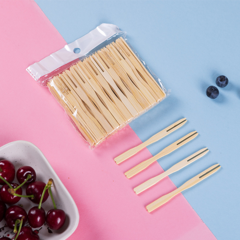 Bamboo Cutlery Set - 100/200/750 pçs garfo de frutas descartável
