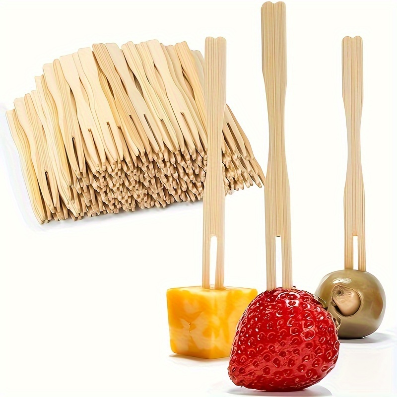 Garfos de frutas de bambu de a - Bamboo Cutlery Set avaliação e preço