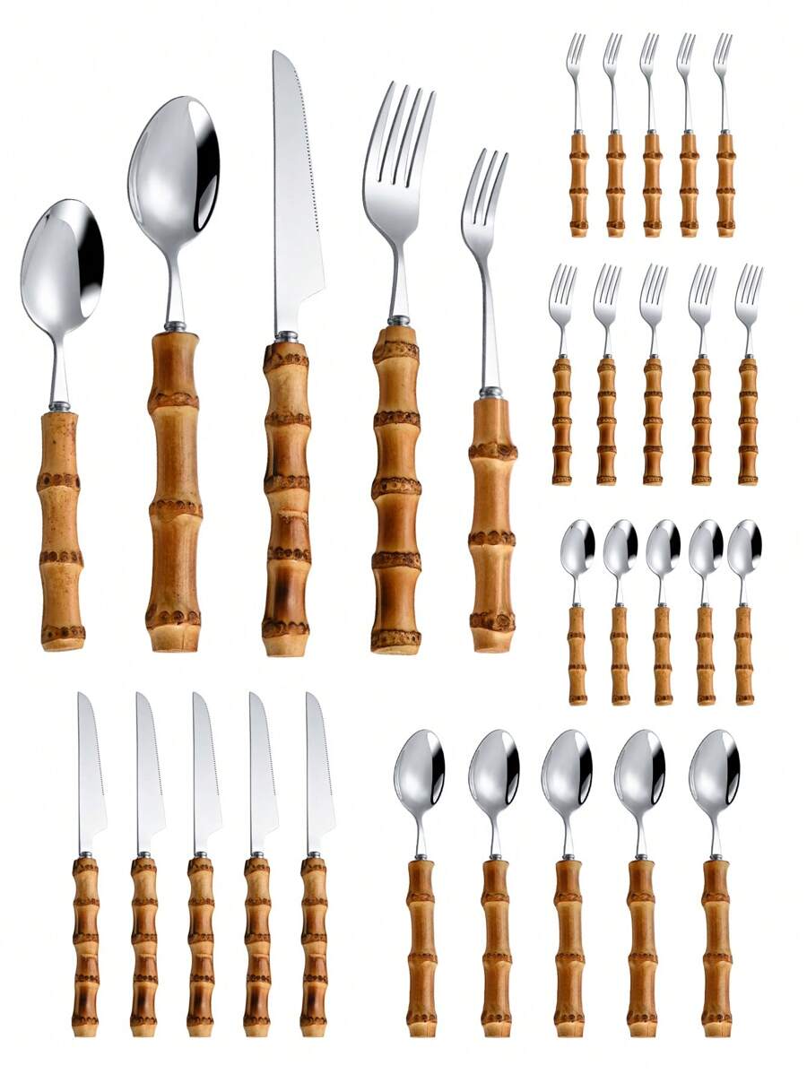 Conjunto de talheres de aço in - Bamboo Cutlery Set avaliação e preço