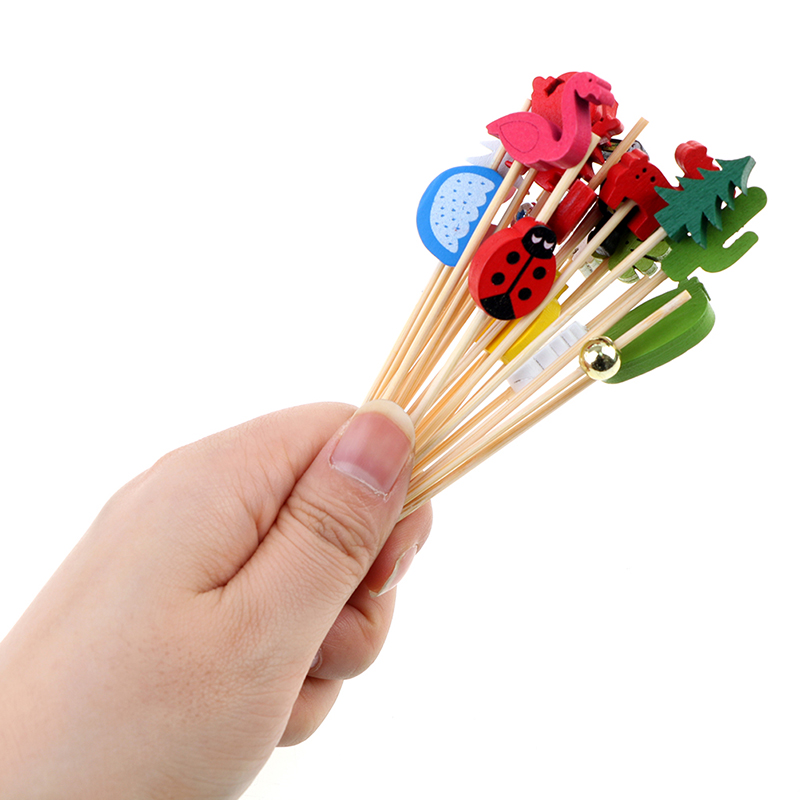 100pcs12cm bambu picareta buff - Bamboo Cutlery Set avaliação e preço